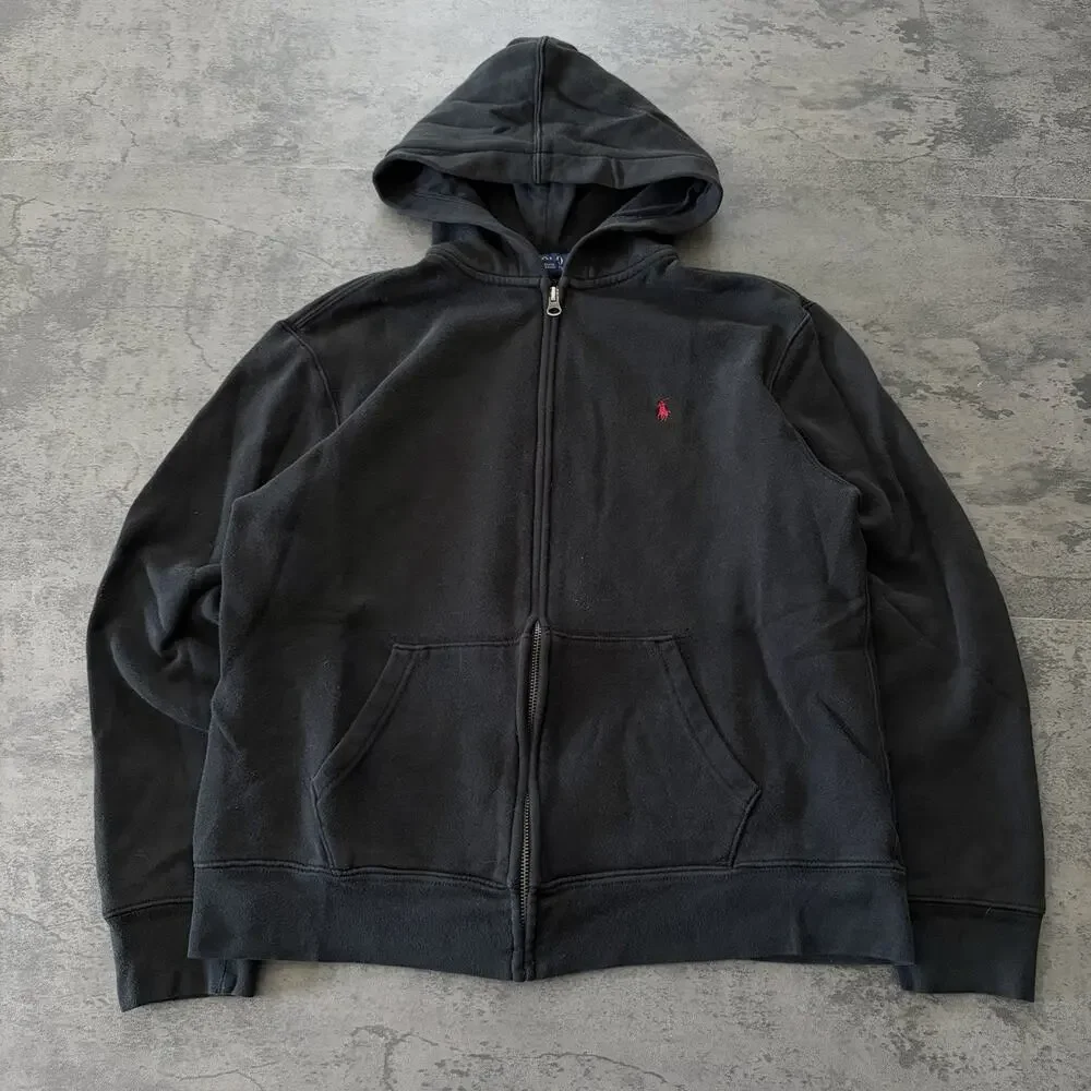 Polo Ralph Lauren Mens Hoodie S Small Black Full Zip Pony Logo Sweatshirt